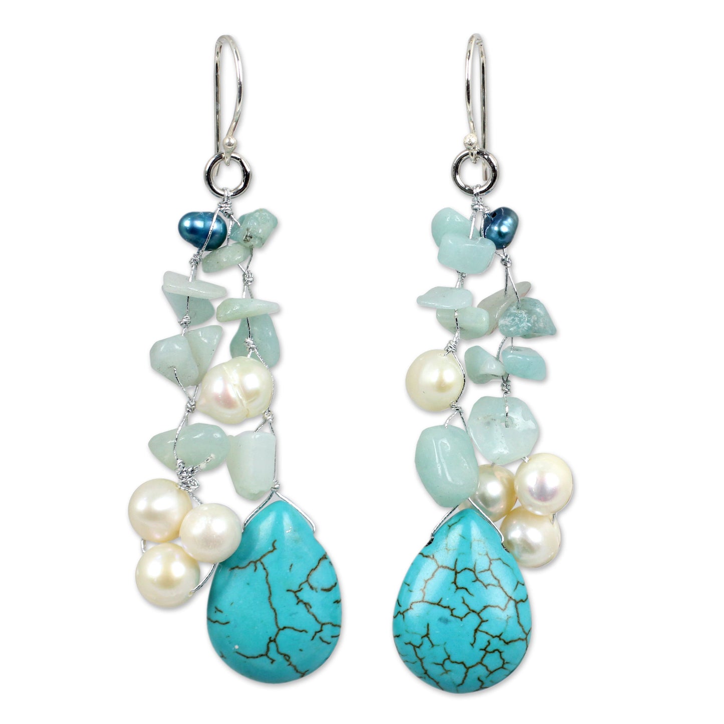 Azure Allure Freshwater Pearl Beaded Earrings