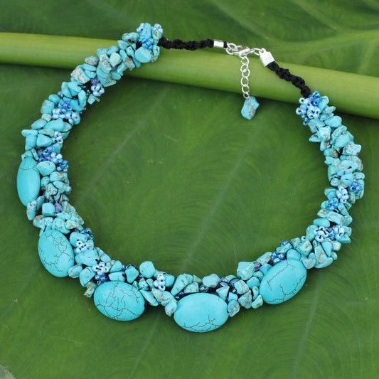 Gush Dyed Magnesite & Glass Beaded Necklace