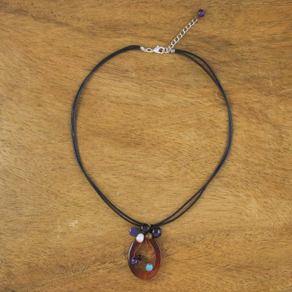 Lush Cosmos Multi-Gem Leather Necklace