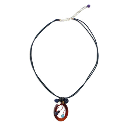 Lush Cosmos Multi-Gem Leather Necklace