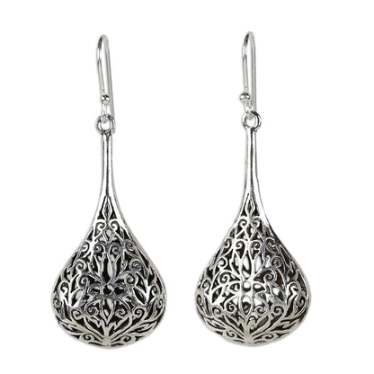 Filigree Teardrop Sterling Silver Earrings