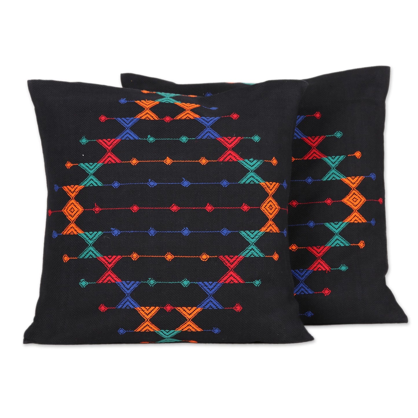 Multicolor Cotton Throw Pillow Cover, 'Festival Galaxy' (Pair)