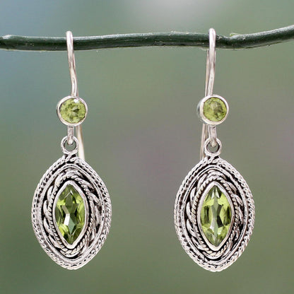 Springtime Muse Peridot Dangle Earrings