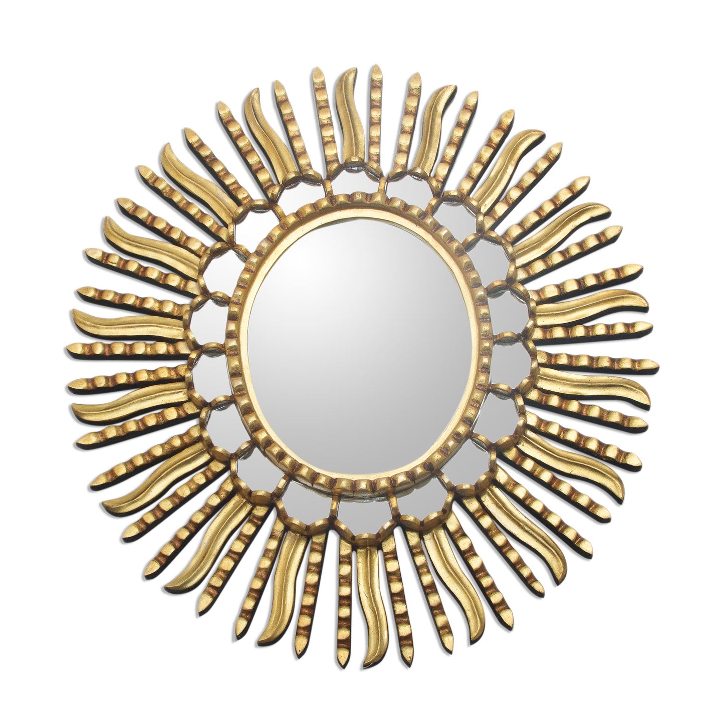 Winter Sunburst Starburst Bronze Leaf Mirror from Peru