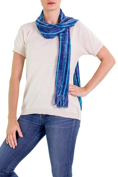 Sapphire Traditions Blue Bamboo Chenille Scarf