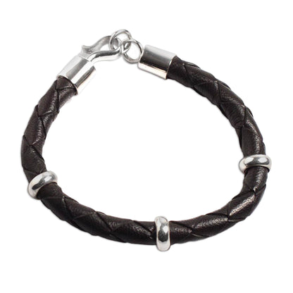 Men's Black Braided Leather Bracelet