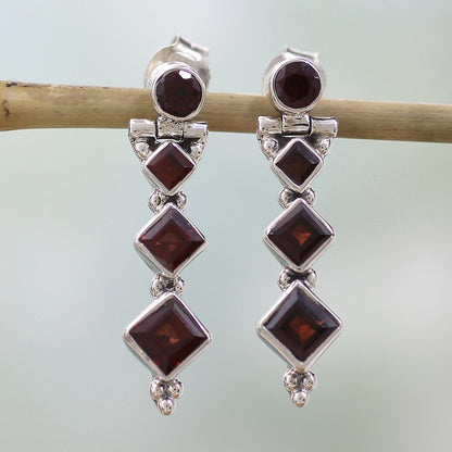 Ravishing Red Hand Made Jewelry Sterling Silver and Garnet Earrings