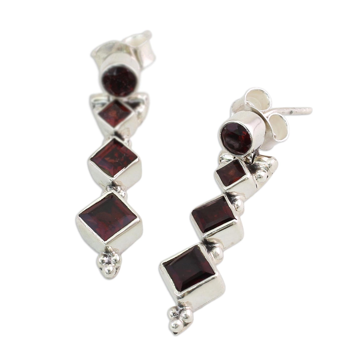 Ravishing Red Hand Made Jewelry Sterling Silver and Garnet Earrings