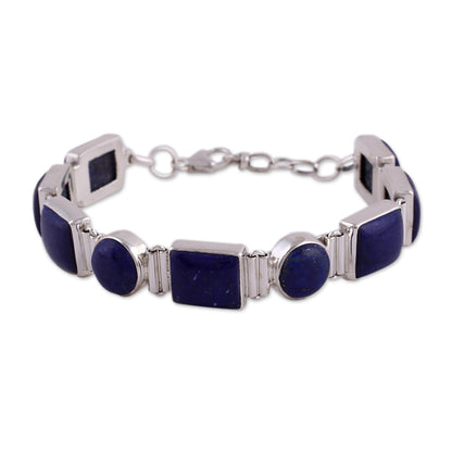 Connected Lapis Lazuli & Sterling Silver Link Bracelet