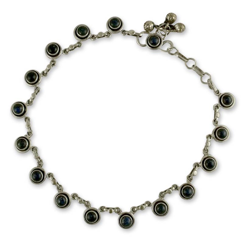 Blue Moon Handcrafted Sterling Silver and Lapis Lazuli Anklet