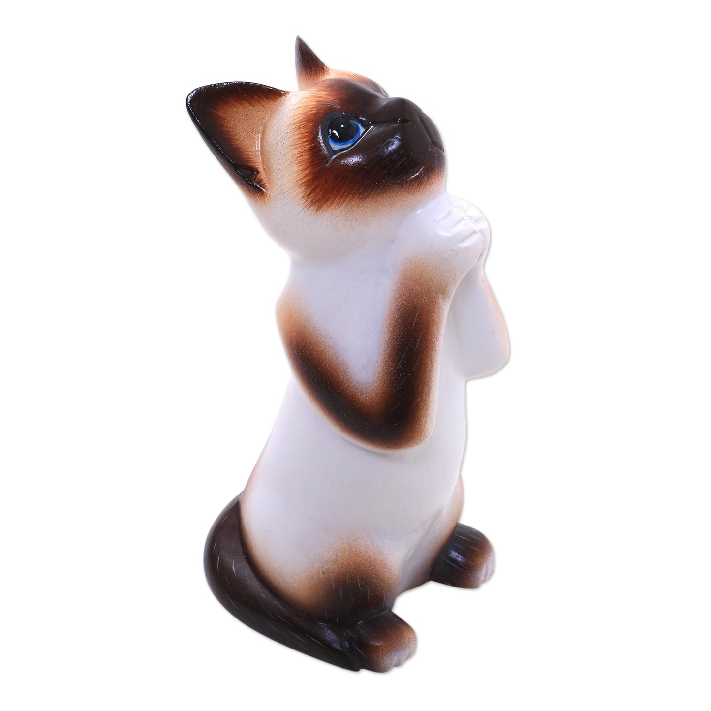 Siamese Cat Wish Albesia Wood Sculpture