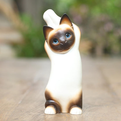 Siamese Cat Stretch Wood statuette