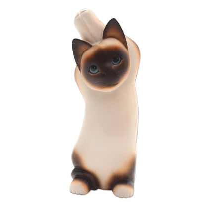 Siamese Cat Stretch Wood statuette