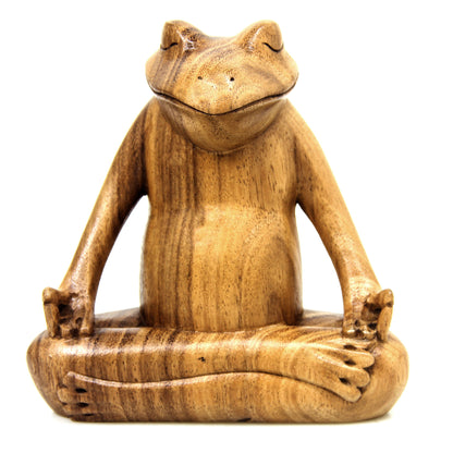 Frog Meditates Suar Wood Sculpture