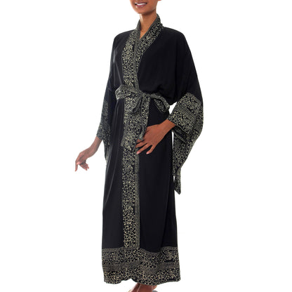 Midnight Rose Hand-Printed Batik Robe