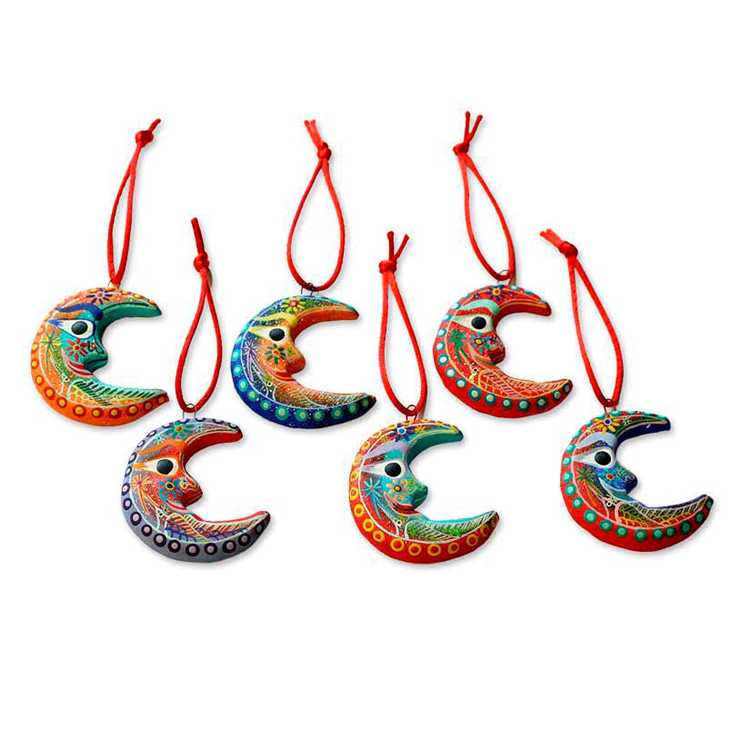 Crescent Moon Ceramic Holiday Ornaments