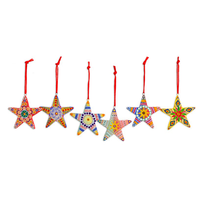 Hand-Painted Christmas Star Ceramic Ornament Set