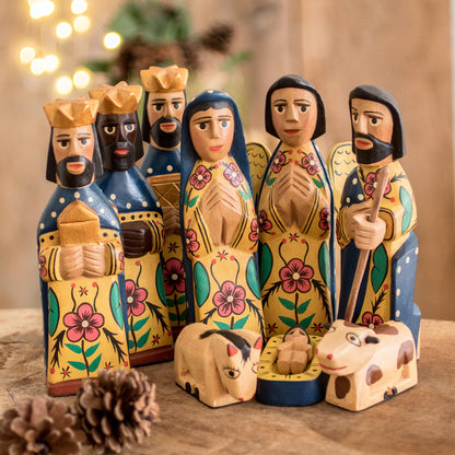 Worship Nativity Scene Wood Sculptures (10 Pieces)