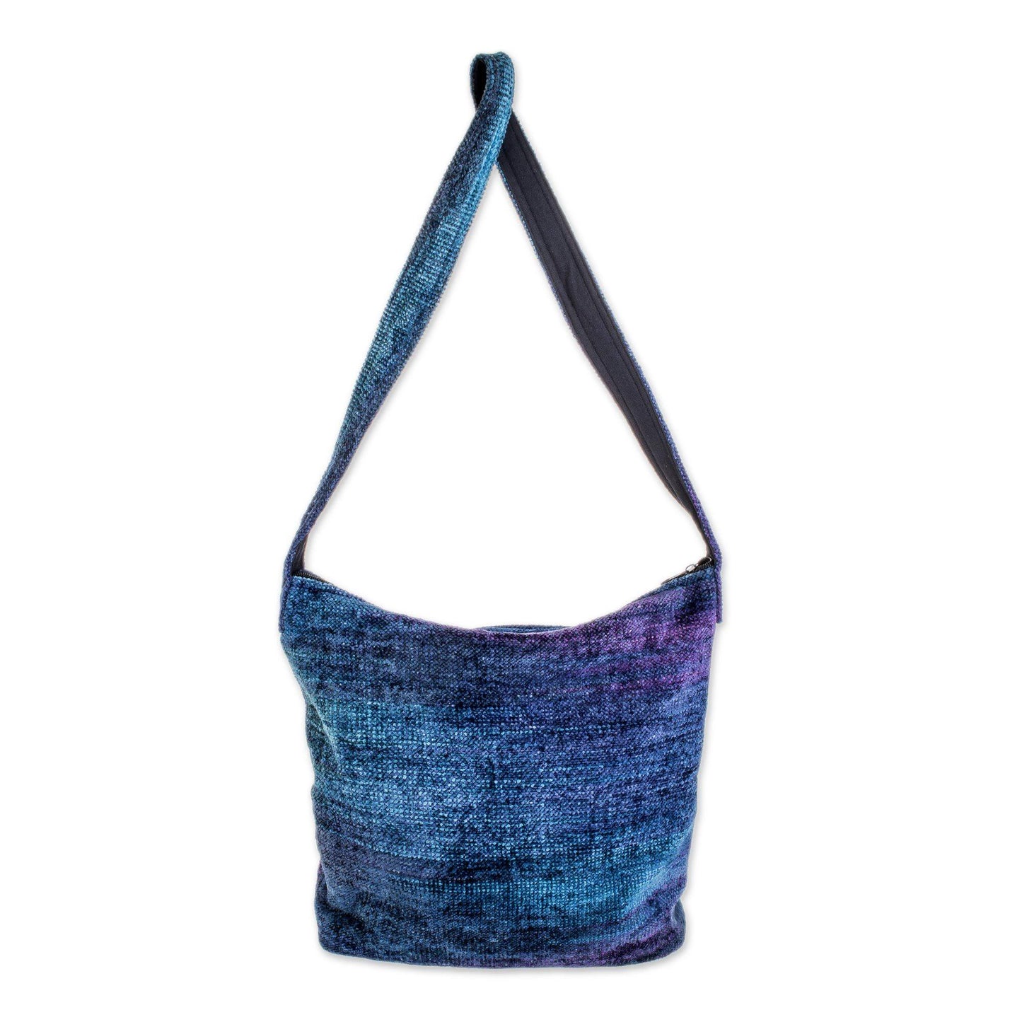 NOVICA - Blue Bamboo Chenille Shoulder Bag