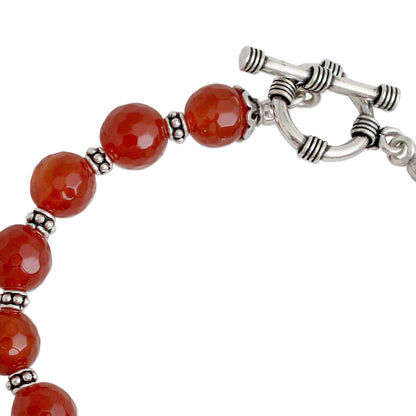 Royal Glow Carnelian & Silver Beaded Bracelet