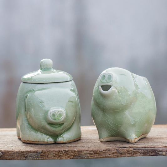 Piggy Cheer Sugar Bowl & Creamer