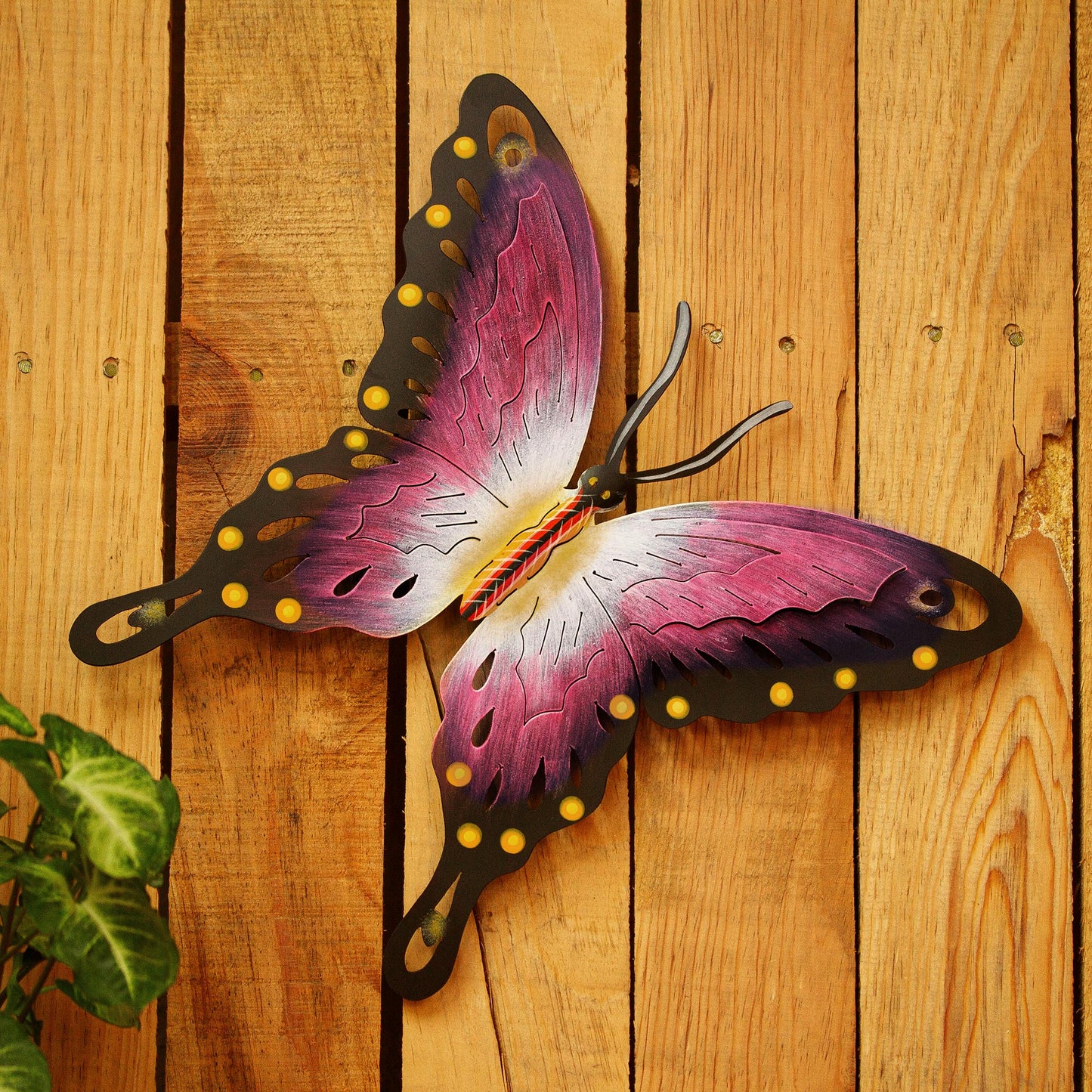 Soul of Femininity Handmade Purple Butterfly Steel Wall Sculpture Mexico