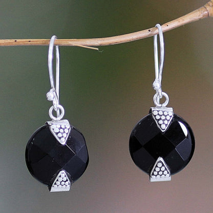 Sylph Onyx Sterling Silver Dangle Earrings from Indonesia