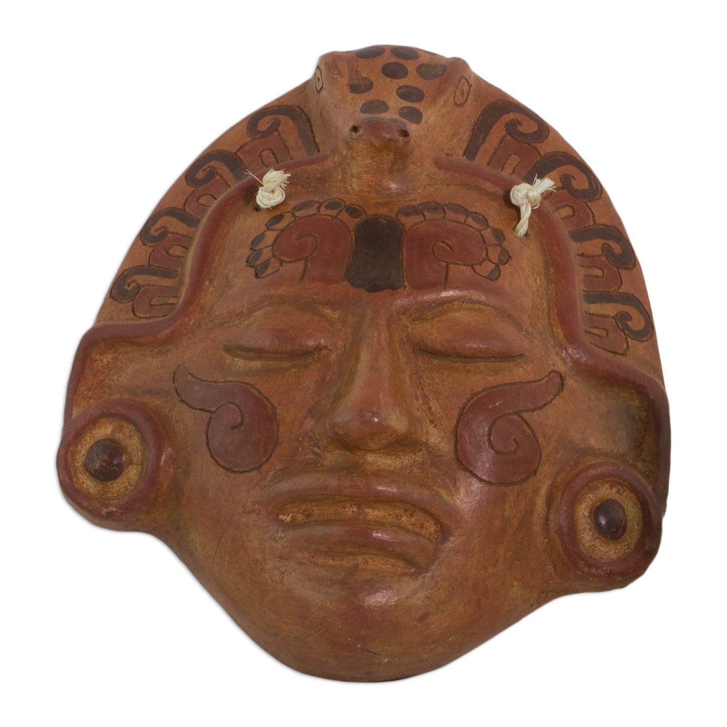 Maya Crocodile Priest Ceramic Mask