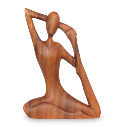 Suar Wood Hand Carved Yoga Sculpture