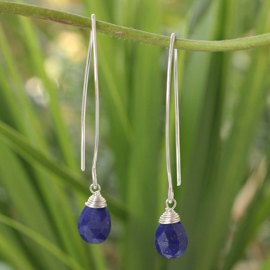 Sublime Sterling Silver & Lapis Lazuli Dangle Earrings