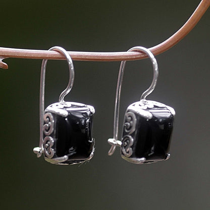 Imagine Onyx Sterling Silver Drop Earrings