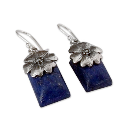 Blue Lily Fair Trade Floral Sterling Silver and Lapis Lazuli Earrings