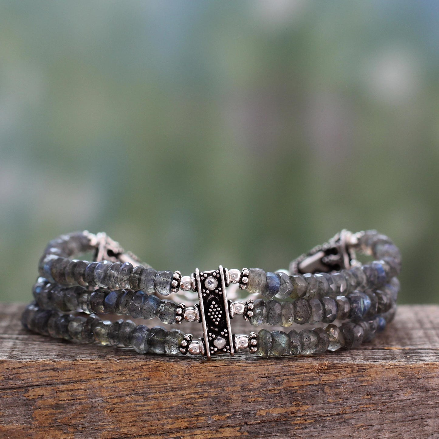 Mystery of Love Silver Labradorite Beaded Bracelet