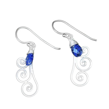 Chiang Mai Dew Artisan Crafted Sterling Silver and Lapis Lazuli Earrings