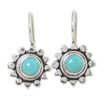 Aztec Star Fair Trade Sterling Silver Natural Turquoise Earrings