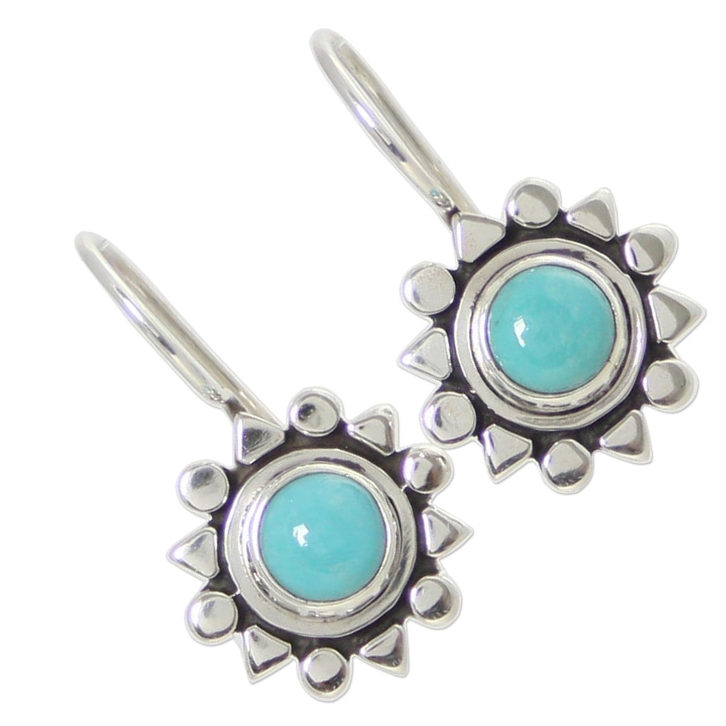 Aztec Star Fair Trade Sterling Silver Natural Turquoise Earrings