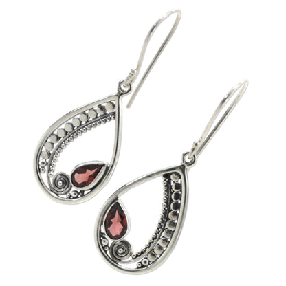 NOVICA - Garnet & Sterling Silver Dangle Earrings