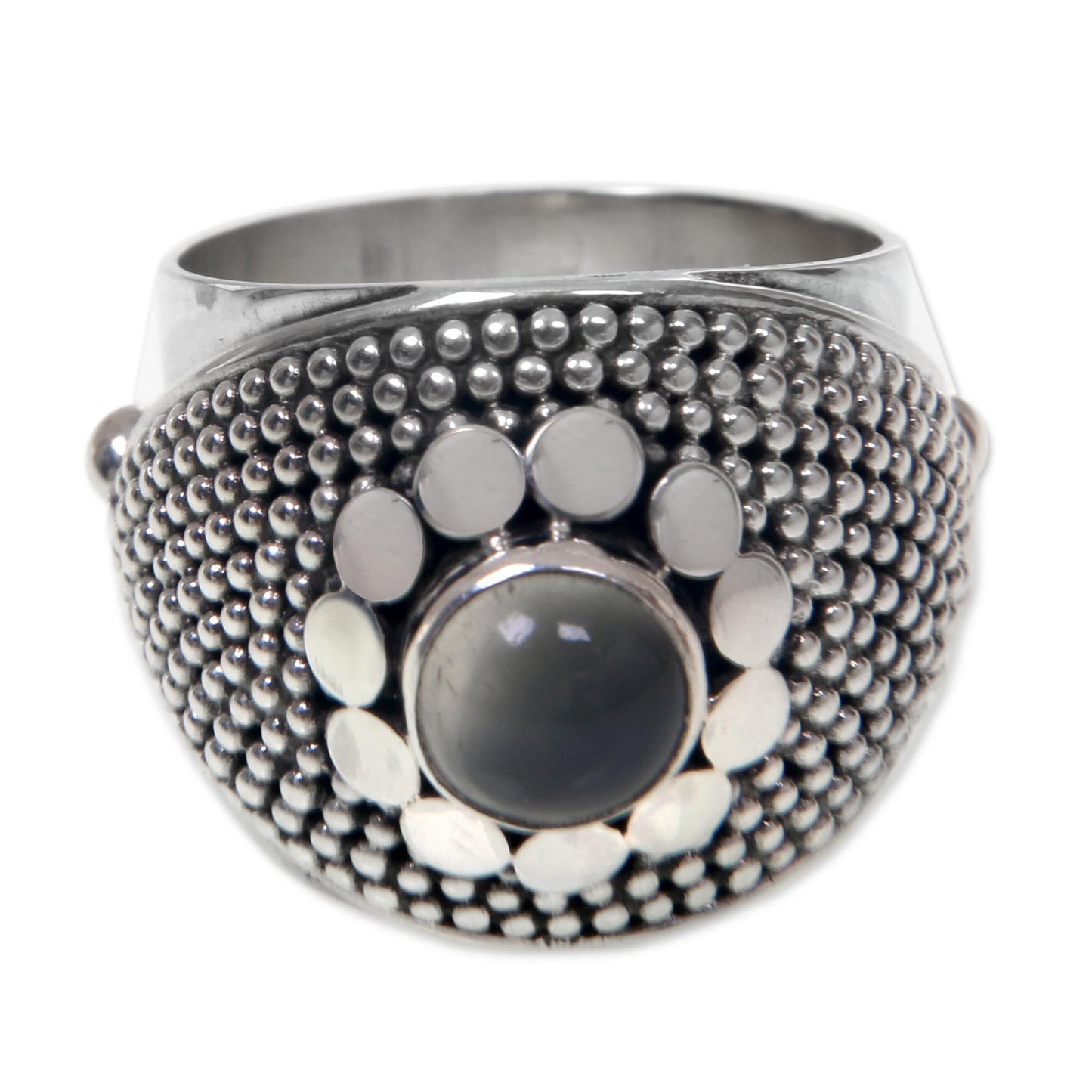 Moonbeams Modern Sterling Silver and Moonstone Ring from Bali