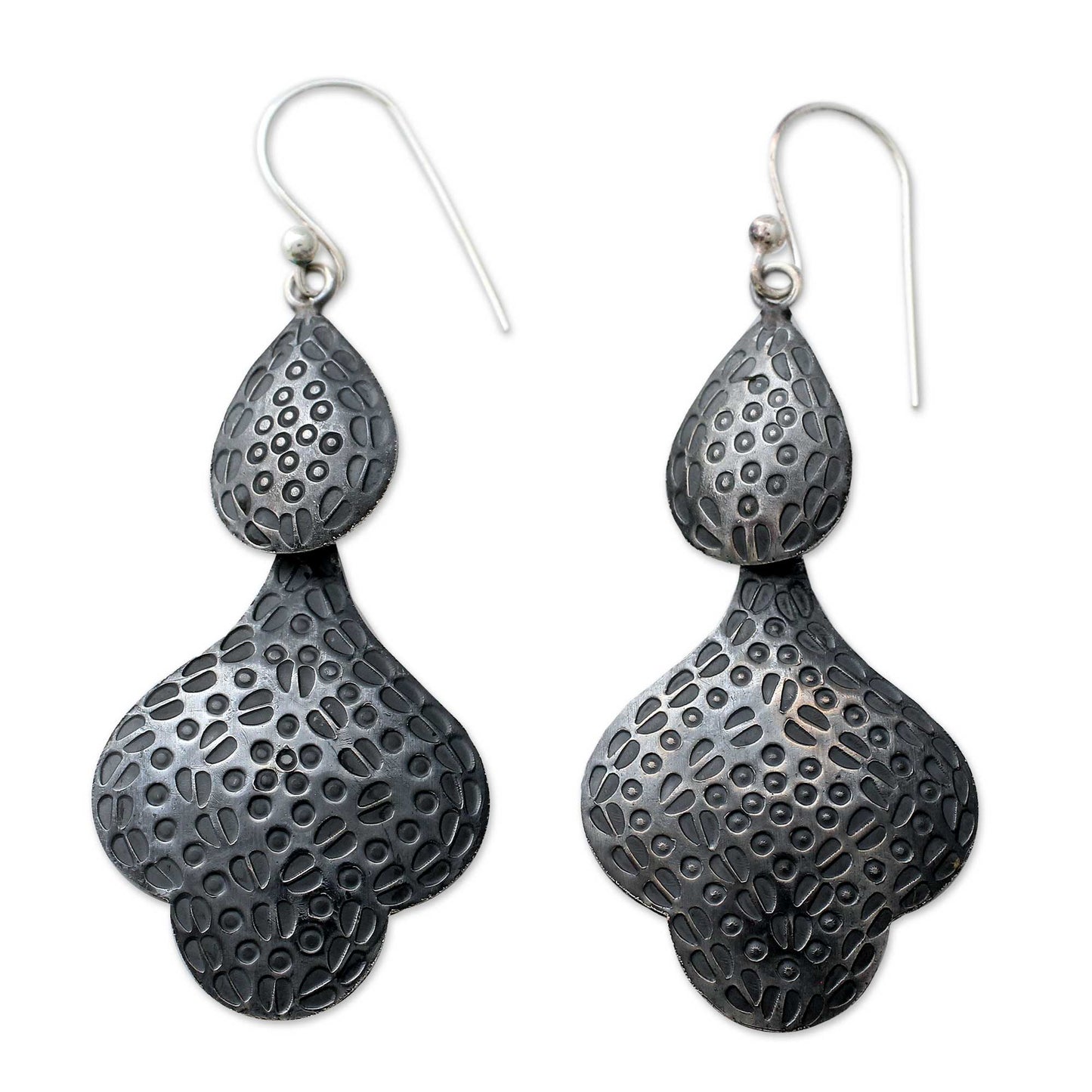 Forest Shadow Dark Sterling Silver Dangle Earrings from India