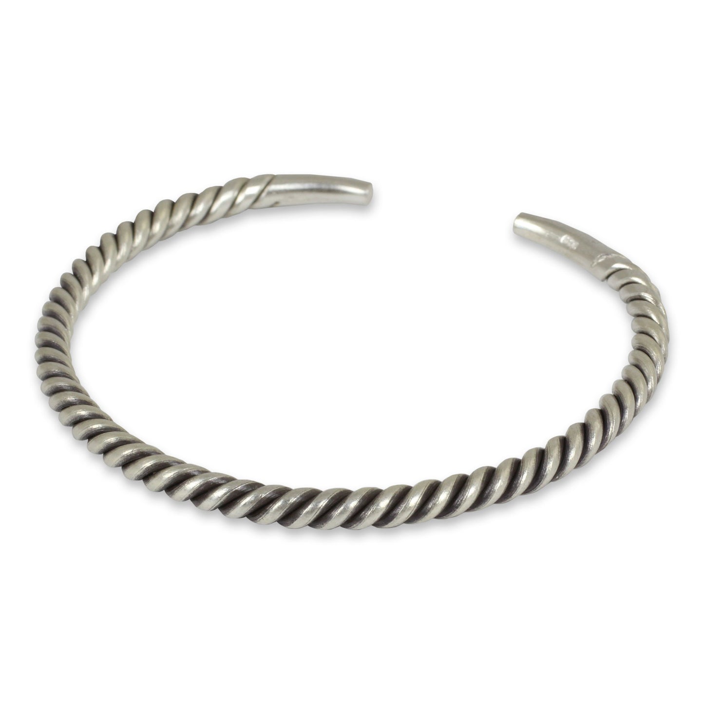 Thai Swirl Silver Men's Twist Cuff Bracelet