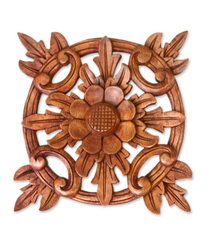 Sunflower Star Floral Suar Wood Wall Art