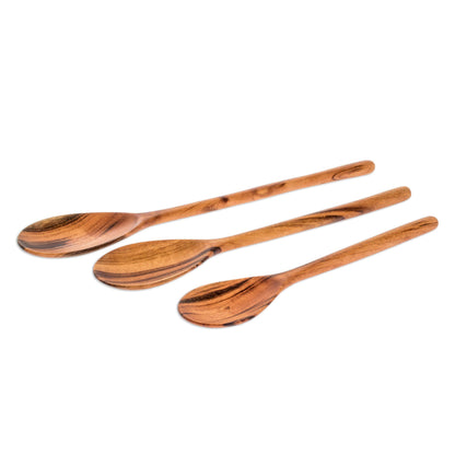 Peten Trio Set of 3 Unique Wood Serving Spoons