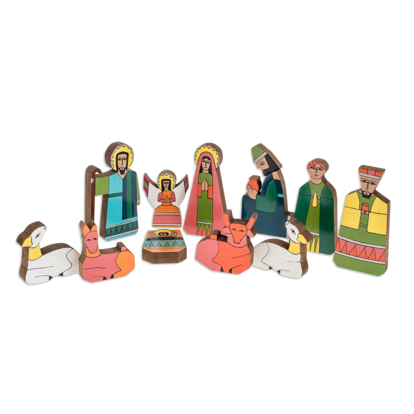 God's Gift Pinewood nativity scene (11 Pieces)