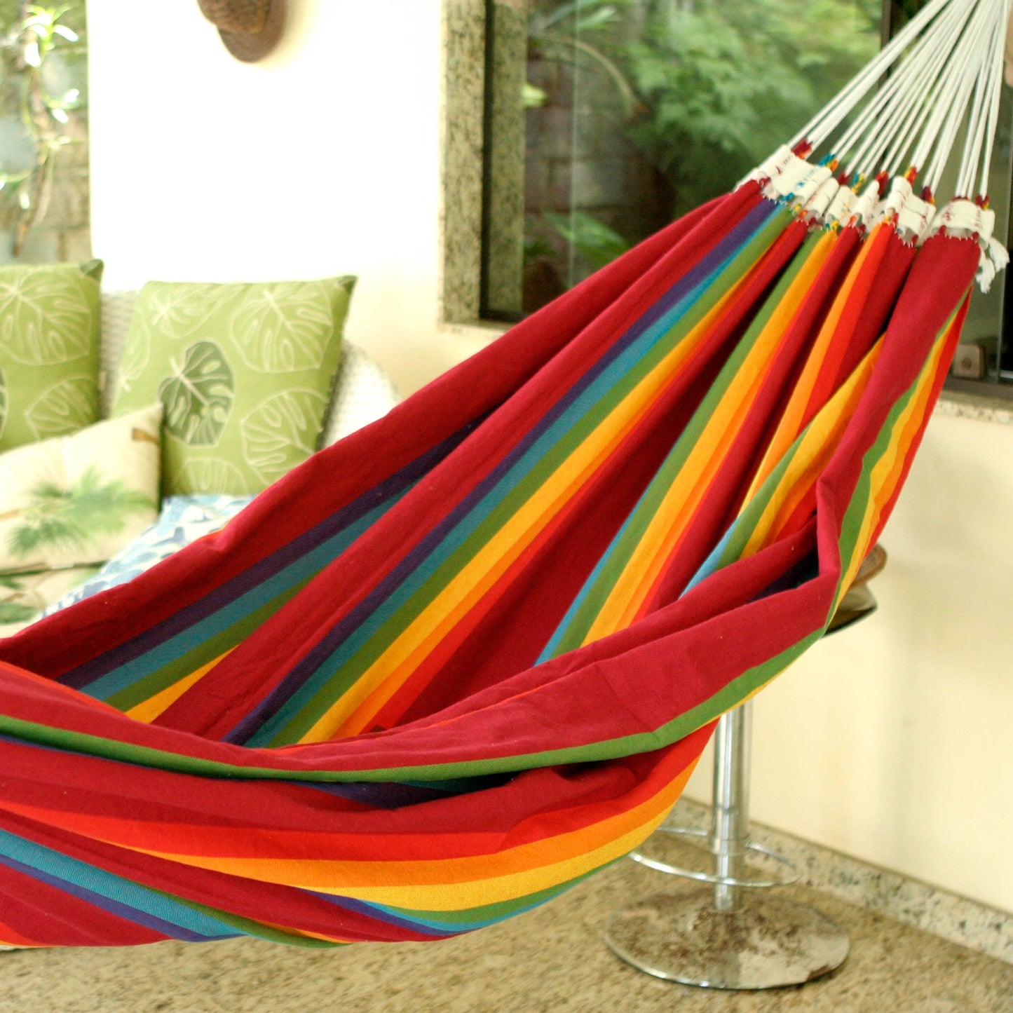 Iracema Rainbow Handmade Striped Cotton Hammock (Double)