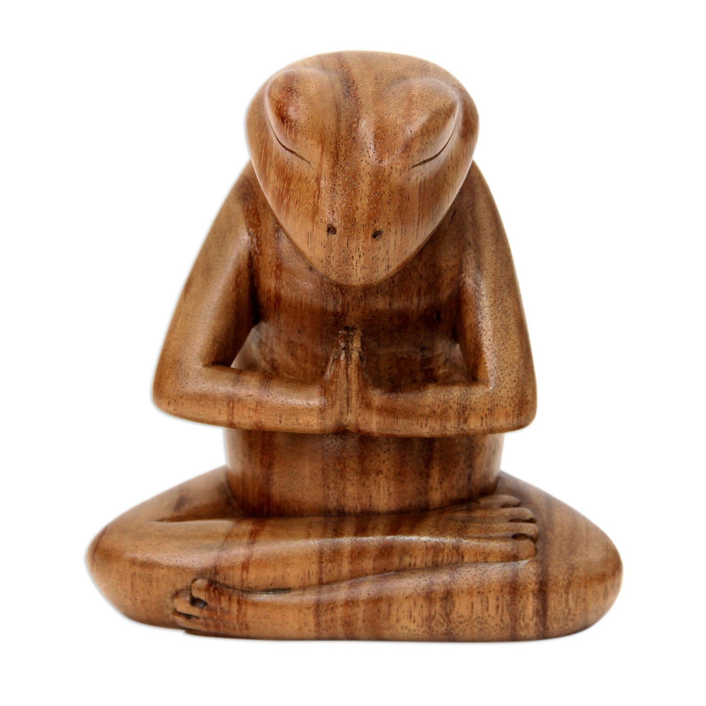 Asana Pose Yoga Frog Carved Wood Sculpture