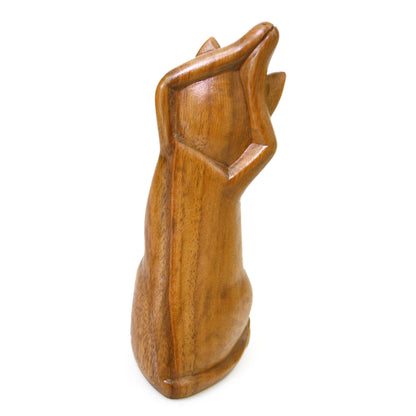 Kitty Cat Stretch Wood Sculpture