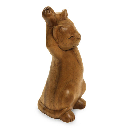 Kitty Cat Stretch Wood Sculpture