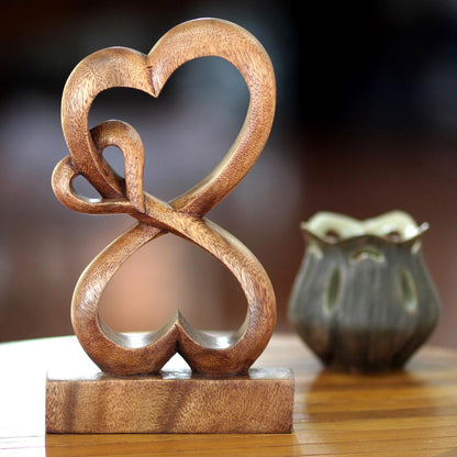 Love Blossoms Handmade Heart Shaped Wood Sculpture