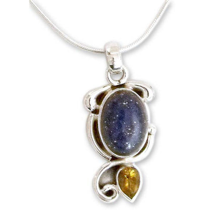 Royal Charm Indian Necklace with Lapis Citrine and Sterling Silver