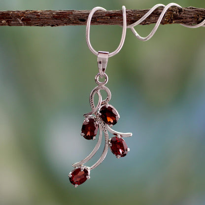 Scarlet Petals Sterling Silver Necklace